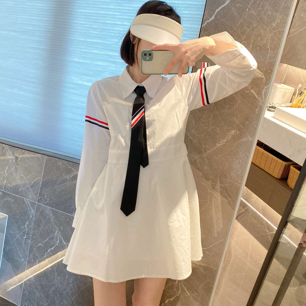 Thom Browne Women's Double Bar Tie Shirt Dress