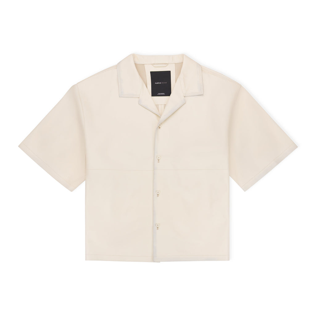 Antique White Leather Short Sleeve Shirt