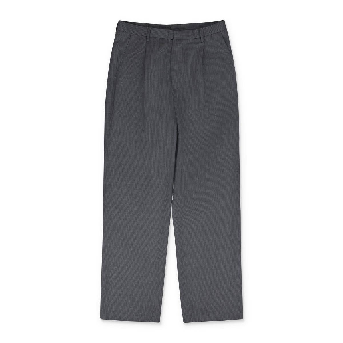 Grey Pleated Striped Trousers