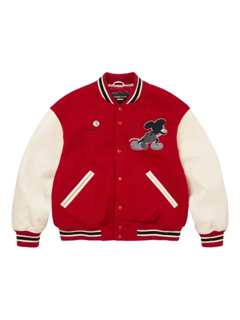 Supreme mickey appliqued varsity jacket