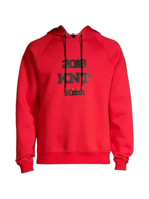 Kiton logo-print raglan-sleeve hoodie