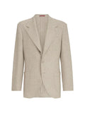 Brunello Cucinelli cashmere-panama deconstructed blazer with patch pockets and metal buttons