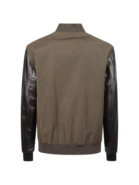 Gucci logo-embroidered contrast-sleeve bomber jacket