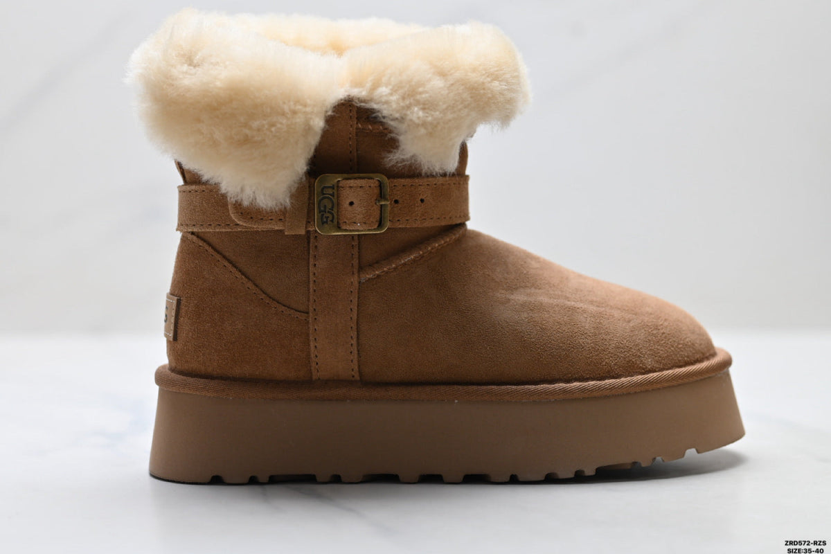 UGG Classic Mini Heritage Fluff Buckle Boots