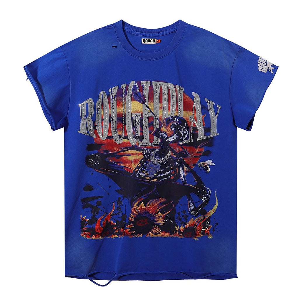 Rough Play Arrow Skull Rhinestone Sleeveless T-Shirt