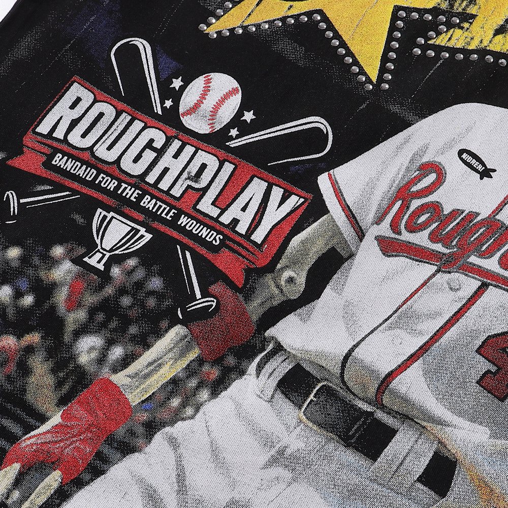Rough Play Skeleton Baseball Graphic T-Shirt
