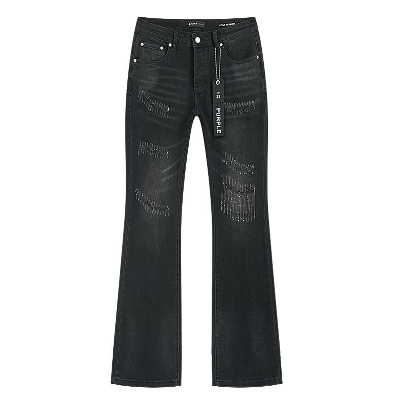 Purple Brand Black Distressed Flared Jeans
