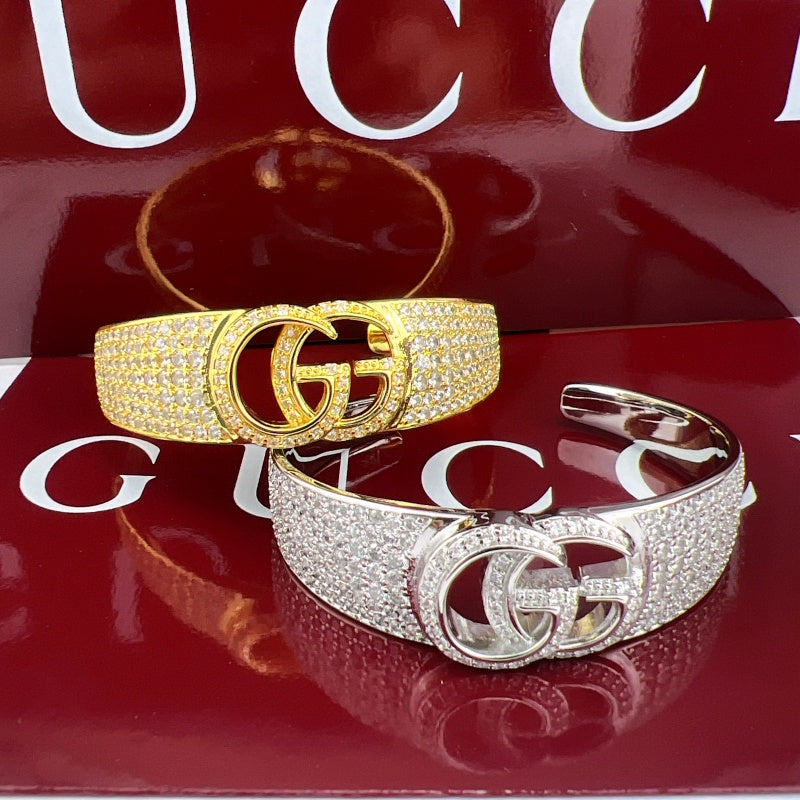 Gucci Crystal Double G Cuff Bracelet