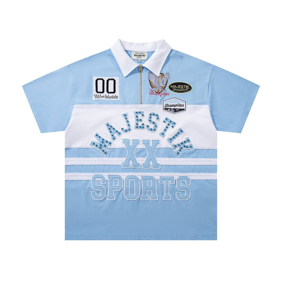 MAJESTIK XX Sports Graphic Zip Polo Shirt