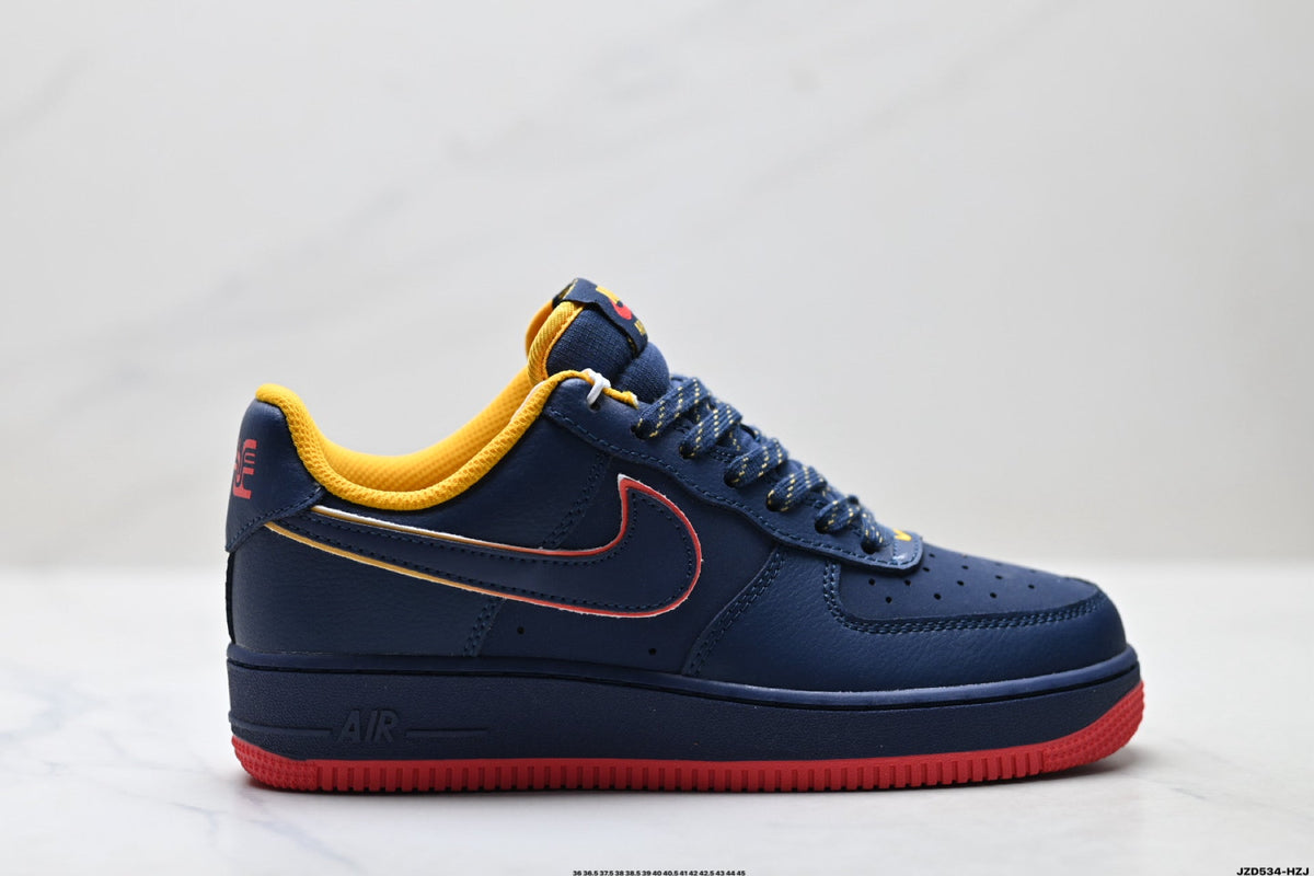 Nike Air Force 1 Low Navy Orange Red Unisex Sneakers Style 21