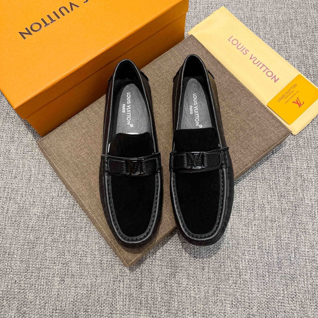Louis Vuitton Black Textured Strap Loafers