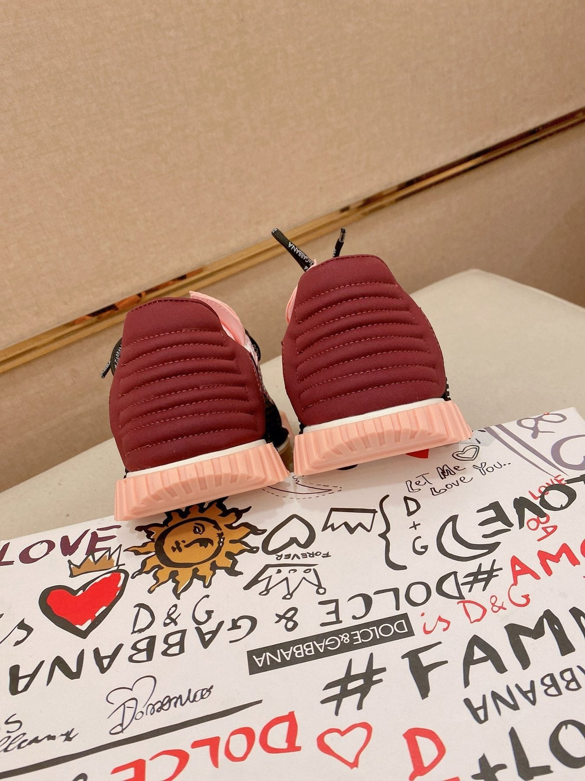 Dolce & Gabbana Pink Patterned Low-Top Sneakers