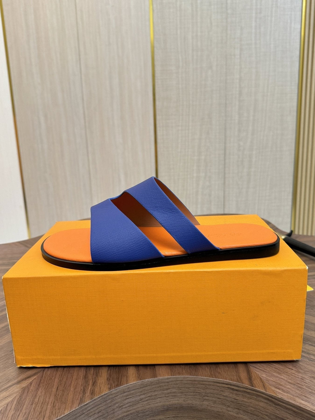 Loro Piana Blue and Orange Slide Sandals