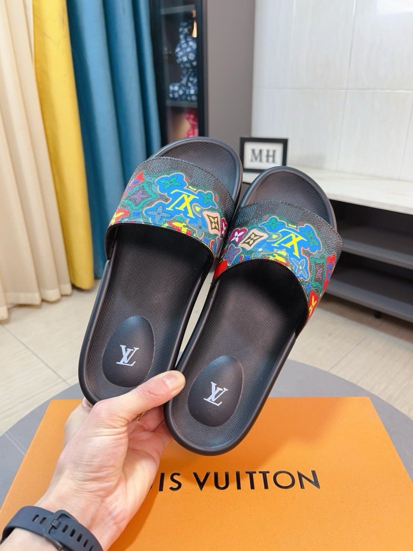 Louis Vuitton Men's Multicolor Strap Slide Sandals