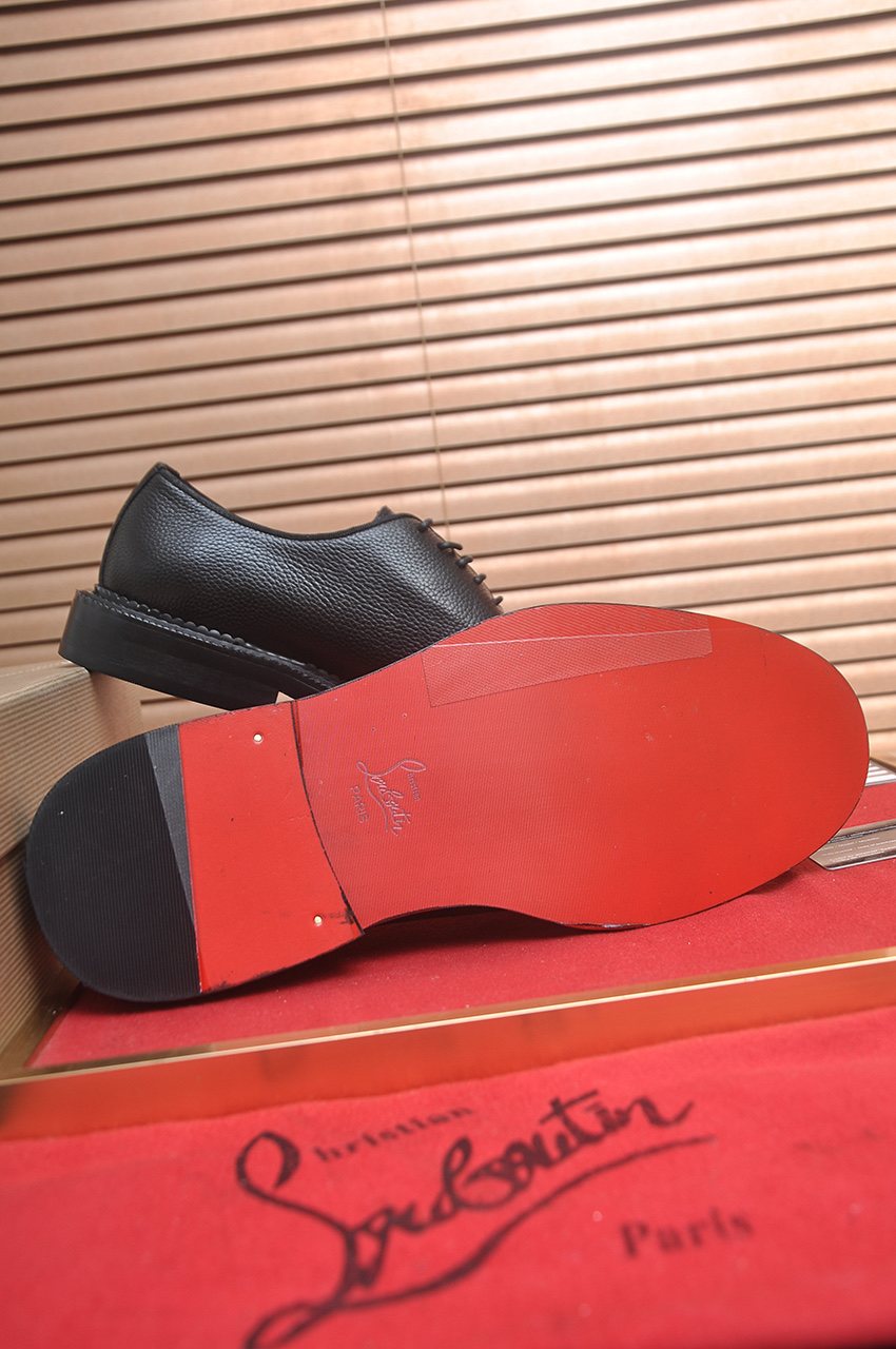 Christian Louboutin Black Red-Sole Lace-Up Dress Shoes