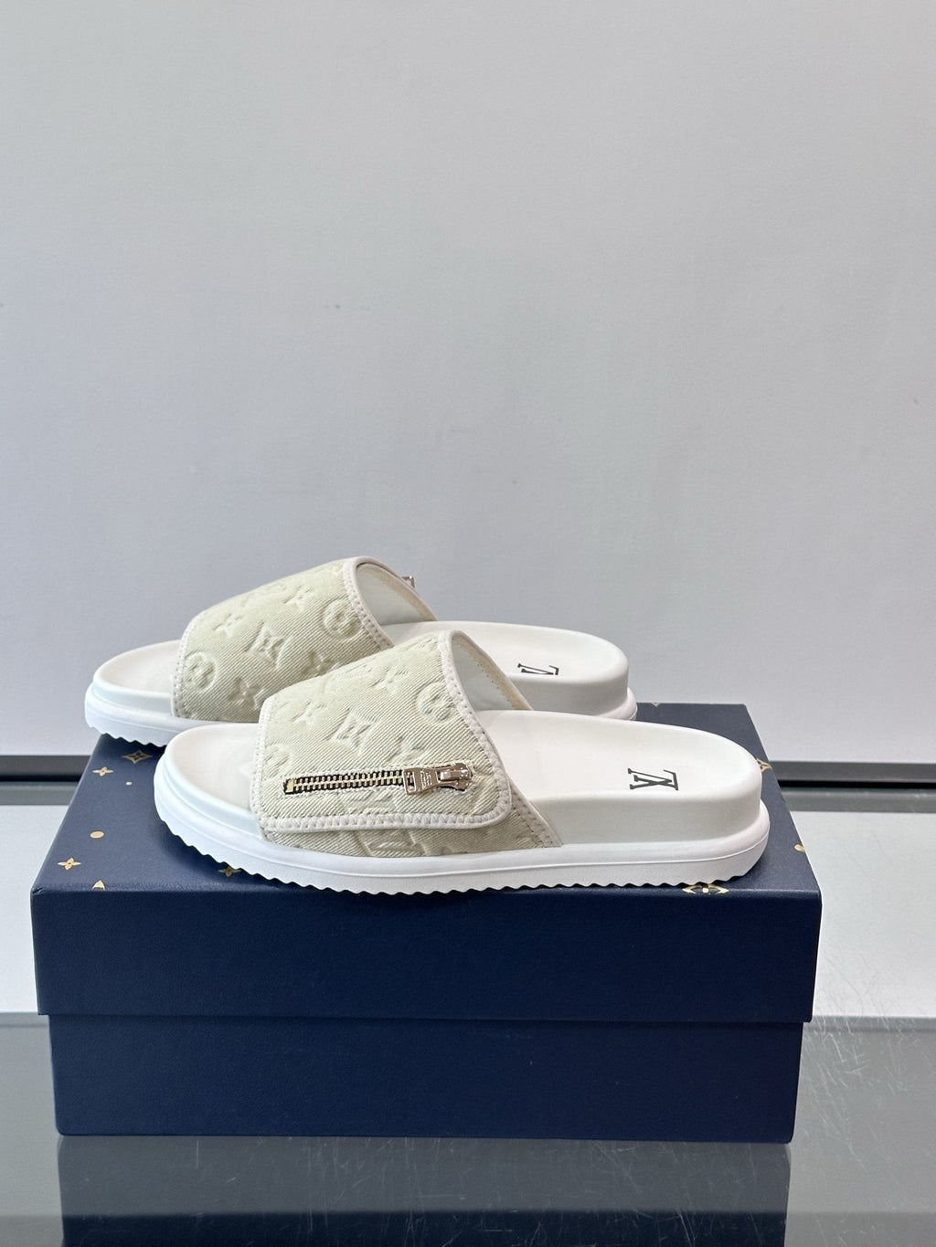 Louis Vuitton Embossed Strap Slide Sandals - Open Toe