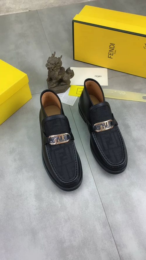 Fendi Men's Black and Brown Monogram Buckle Ankle Boots
