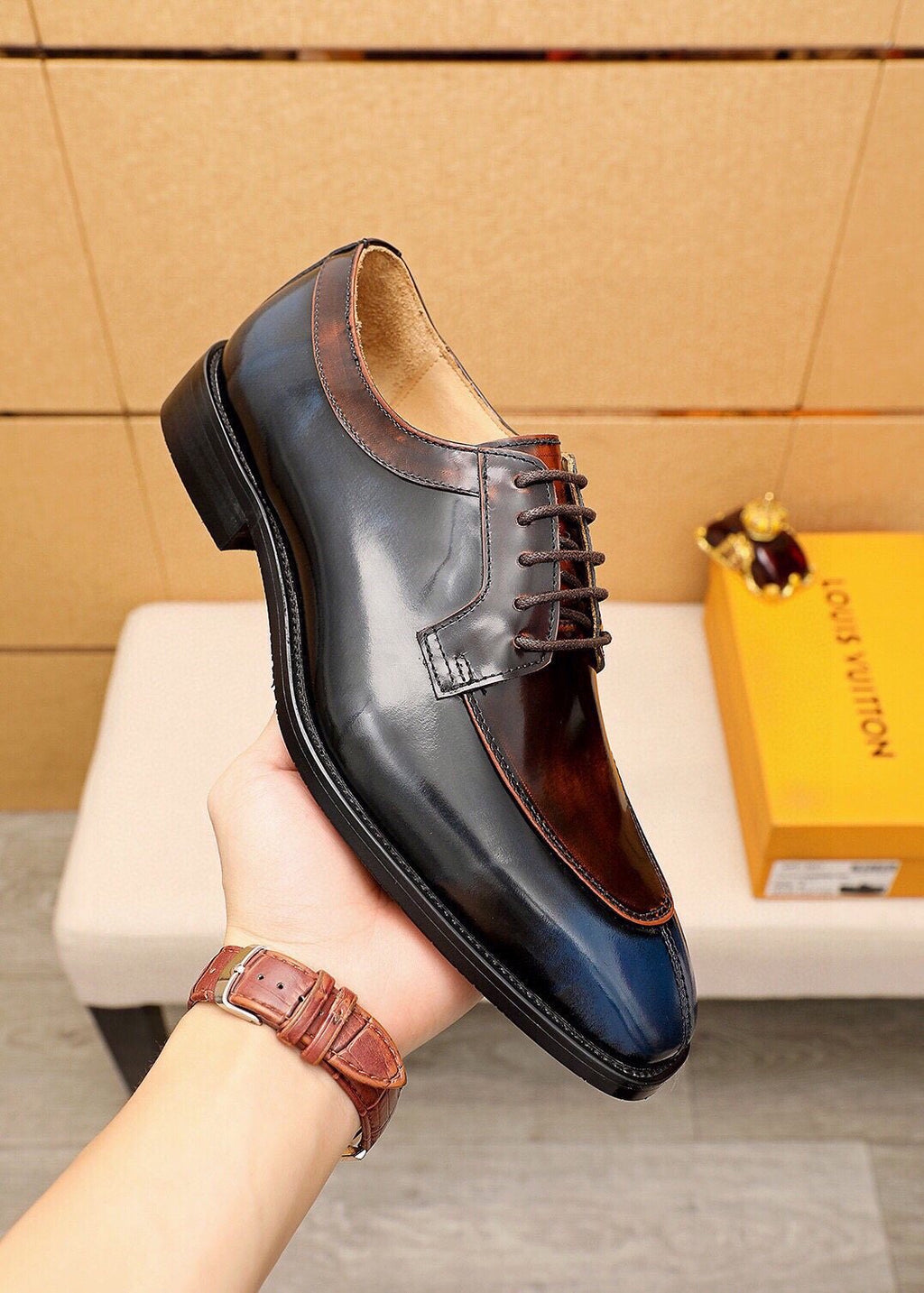 Louis Vuitton Men's Dark Brown & Black Oxford Shoes