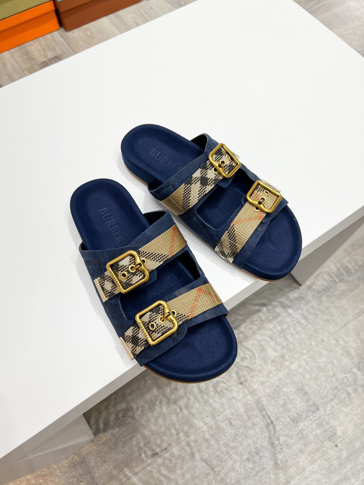 Burberry Check Strap Slide Sandals
