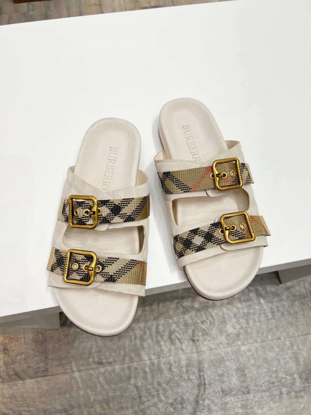 Burberry Check Strap Slide Sandals