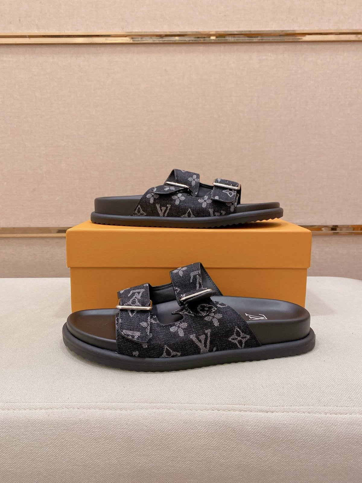Louis Vuitton Men's Double-Buckle Slide Sandals