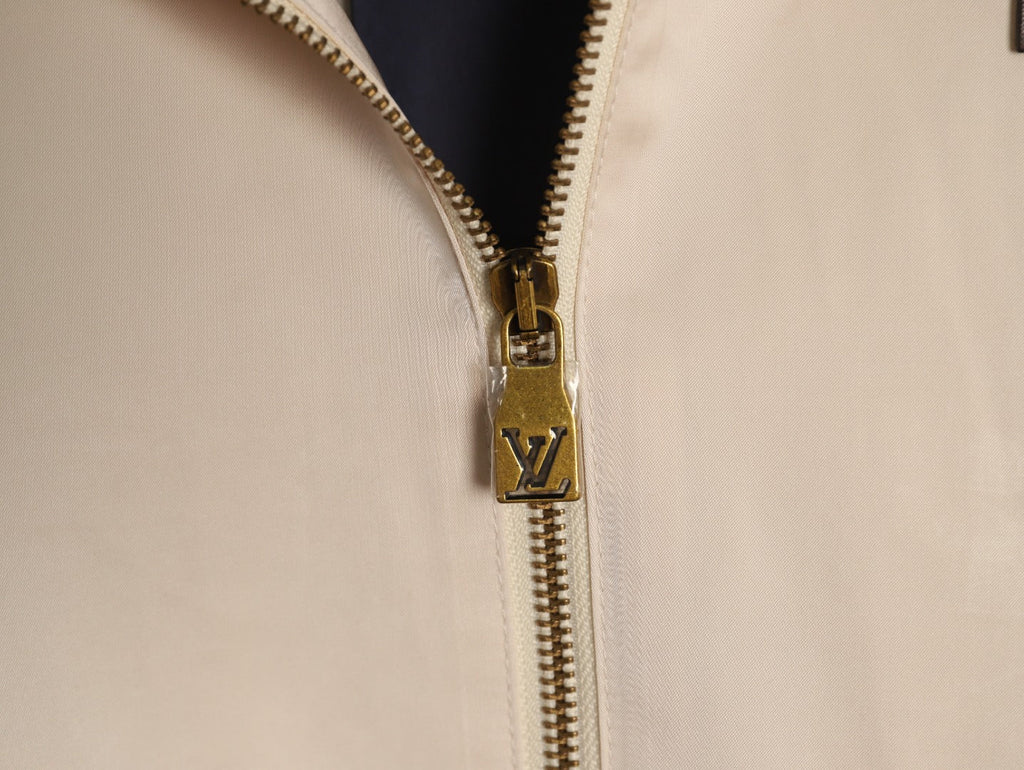 Louis Vuitton LV-Emblem Zip-Up Track Jacket - Light Beige