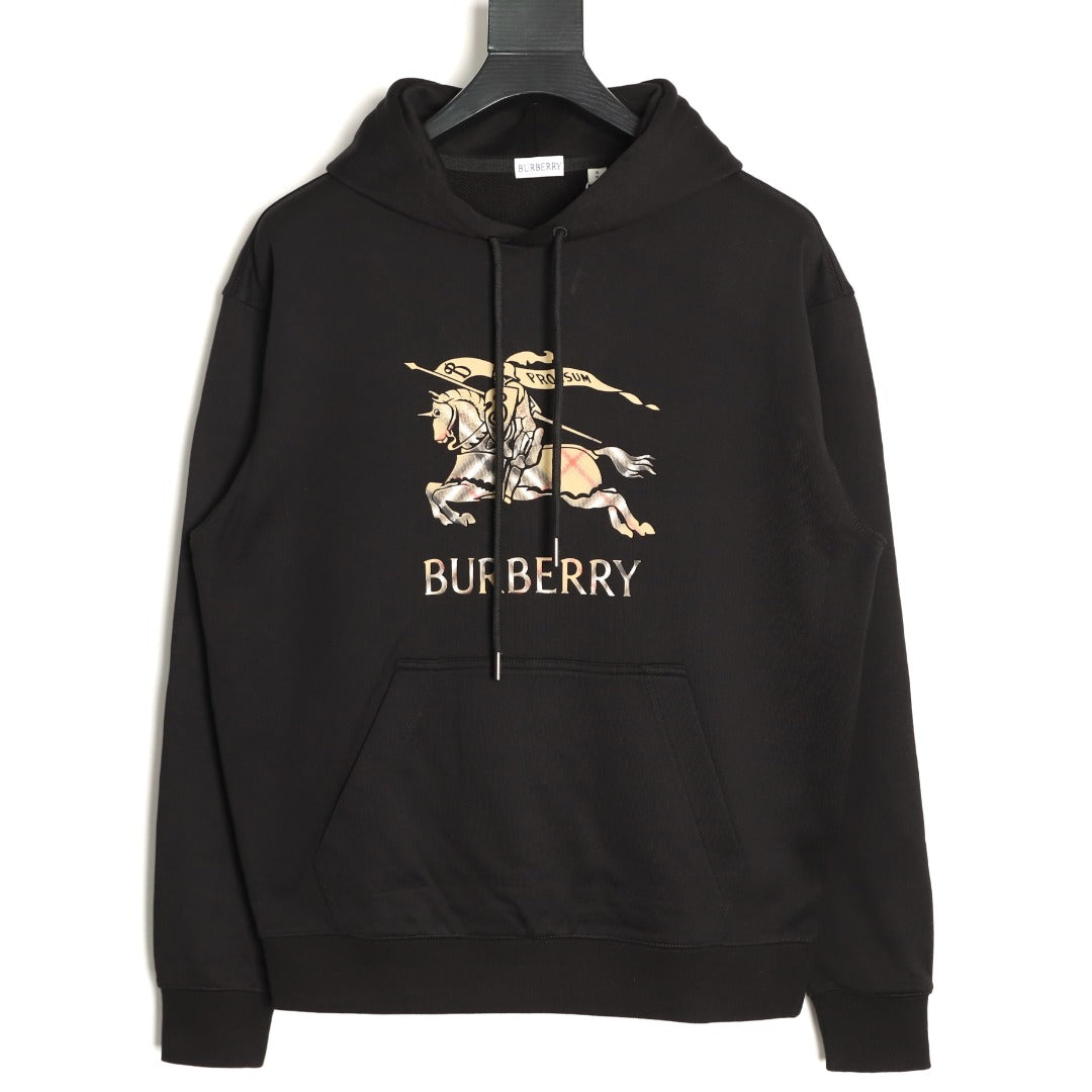 Burberry Equestrian Graphic Pullover Hoodie - Black